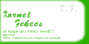 kornel fekecs business card